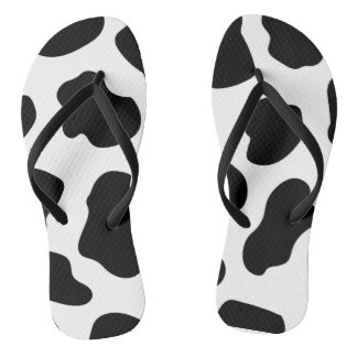 Chinelos Impressão de vaca preto e branco