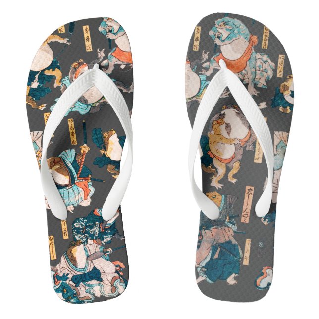 Chinelos Impressão em xilogravura de sapo japonês Kuniyoshi (Pé da cama)