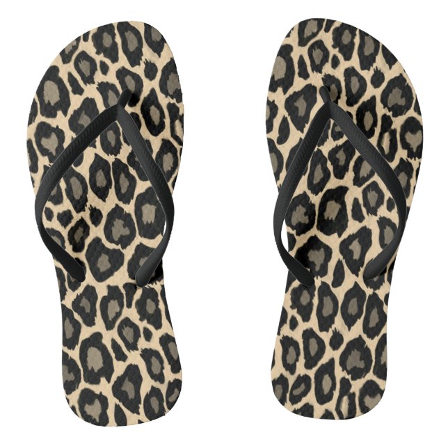 Chinelos Impressão Leopardo Preto e Prolongado (Pé da cama)