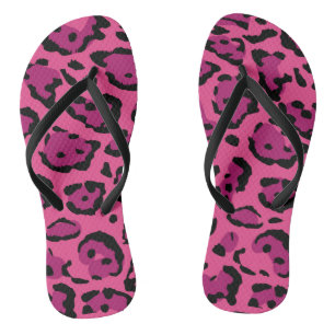 Chinelos Impressão Leopardo Rosa-Quente