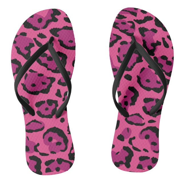 Chinelos Impressão Leopardo Rosa-Quente (Pé da cama)