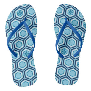 Chinelos Impressão, Marinho e azul claro do Kimono hexagona