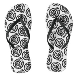 Chinelos Impressão, Preto e Branco do Bloco de Seashell Es