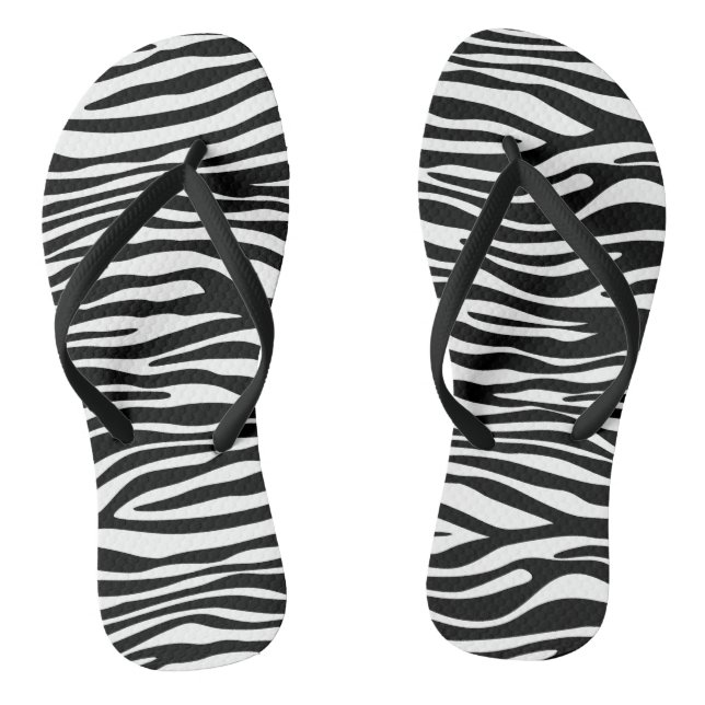 Chinelos Impressão Zebra, Banhas Zebra, Preto E Branco (Pé da cama)