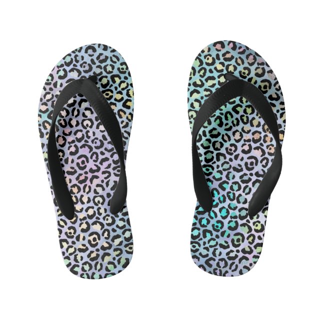 Chinelos Infantis A Série do Leopardo Iridescente Design 8 (Pé da cama)