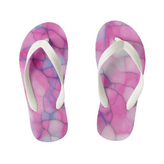 Chinelos Infantis Abstrato rosa azul e branco