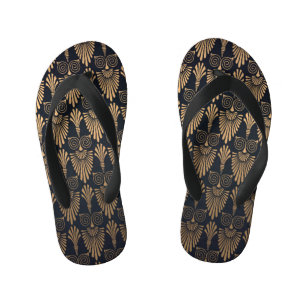 Chinelos Infantis Art Deco Black Dourado: Retro.
