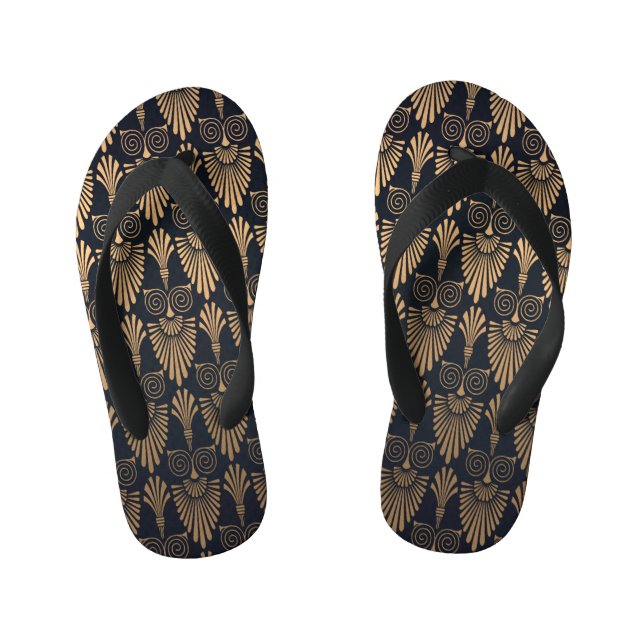 Chinelos Infantis Art Deco Black Dourado: Retro. (Pé da cama)