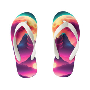 Chinelos Infantis ascensão lua entre as montanhas