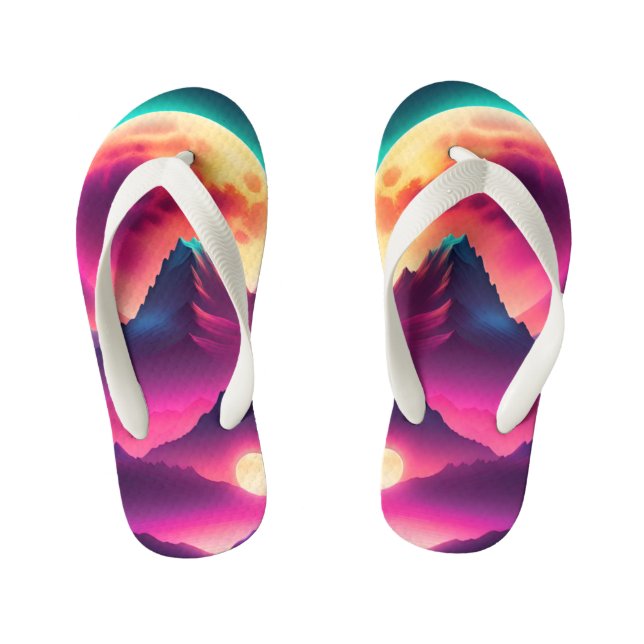 Chinelos Infantis ascensão lua entre as montanhas (Pé da cama)