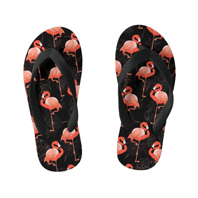 Chinelos Infantis Aves Flamingos: Design de têxteis de vindima (Pé da cama)