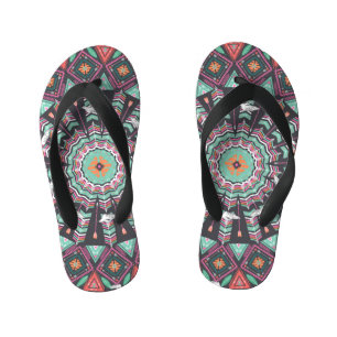 Chinelos Infantis Aztec Geométrico: Padrão Colorido do Círculo