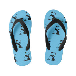 Chinelos Infantis Azul impresso panda fofo 