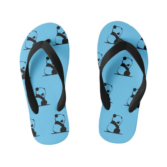 Chinelos Infantis Azul impresso panda fofo  (Pé da cama)