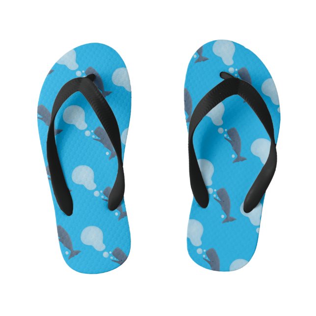 Chinelos Infantis Baleia de esperma branca soprando cartoons (Pé da cama)