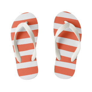 Chinelos Infantis Bandas irregulares - Laranja e branco