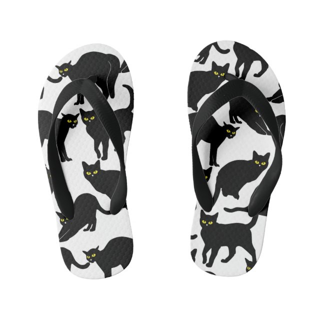Chinelos Infantis Black Cats on White (Pé da cama)