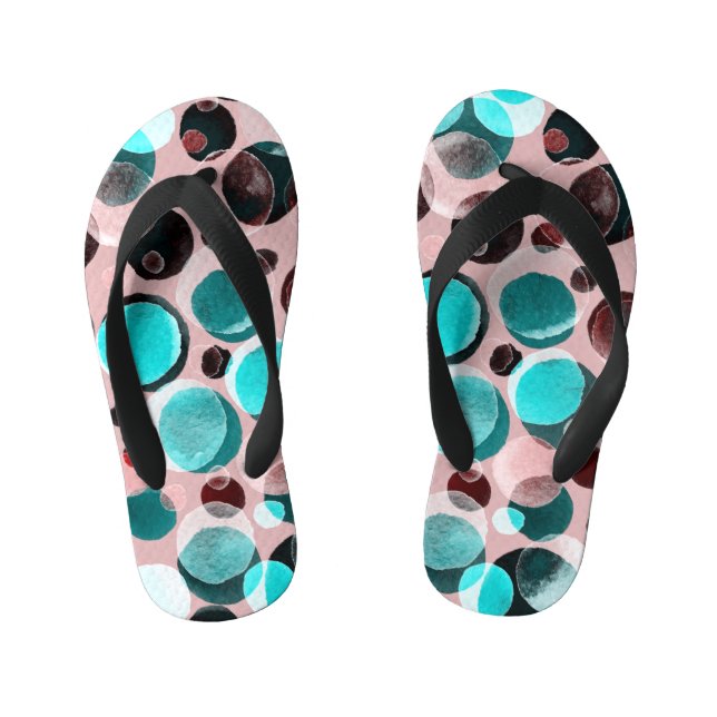 Chinelos Infantis Bolinhas aquarela, padrão abstrato. (Pé da cama)