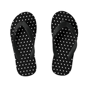 Chinelos Infantis Bolinhas clássica preto e branco
