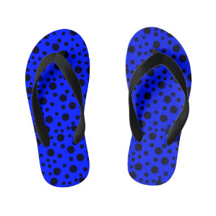 Chinelos Infantis Bolinhas Negra Simples Moderna com Padrão Azul