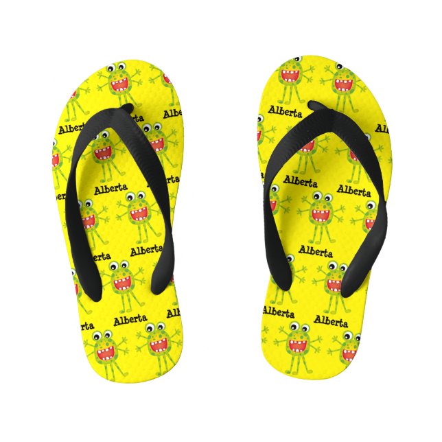 Chinelos Infantis Bonita animação verde monstro engraçado para crian (Pé da cama)