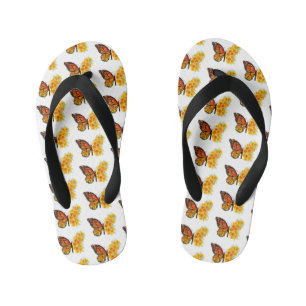 Chinelos Infantis Borboleta Flor com Papagaio Amarelo da Califórnia