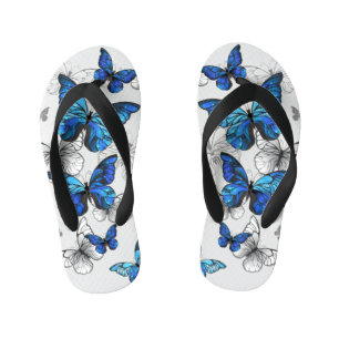 Chinelos Infantis Borboletas Azuis Voadoras Morpho