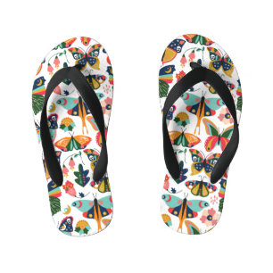 Chinelos Infantis Borboletas Boho: Padrão de Papel de Carteira Invis