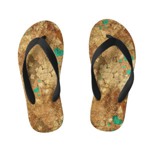 Chinelos Infantis Brown Grunge Quilt Stars Hearts