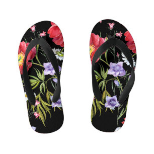 Chinelos Infantis Buquê de Aquarela: Padrão sem costura