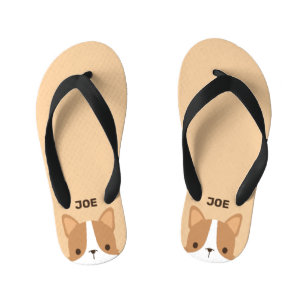 Chinelos Infantis Cachorro Corgi Fofo com Nome Personalizado 