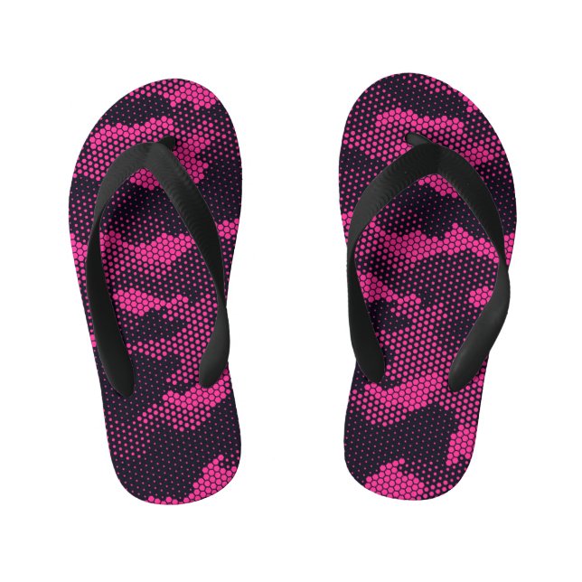 Chinelos Infantis Camouflage hexagonal, fundo de textura militar (Pé da cama)