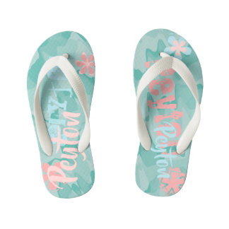 Chinelos Infantis Camuflagem de Ondas Turquesa Personalizada