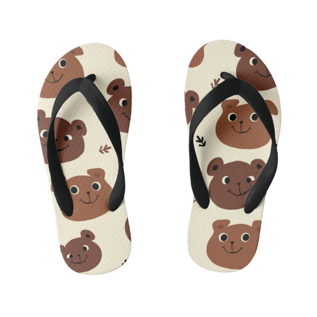 Chinelos Infantis Cara de urso engraçada (Pé da cama)