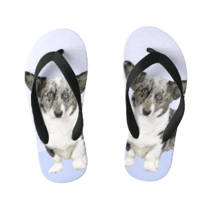 Chinelos Infantis Cardigan Welsh Corgi - Pintura Original para Cacho
