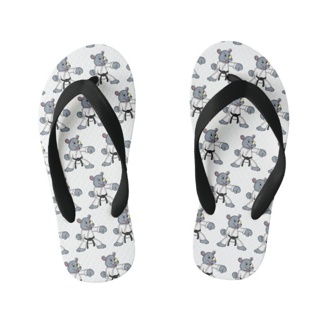 Chinelos Infantis Cartoon bonito rhino kung fu (Pé da cama)