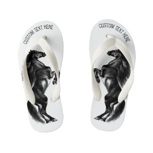 Chinelos Infantis Cavalo Preto e Preto - Desenho Preto e Branco