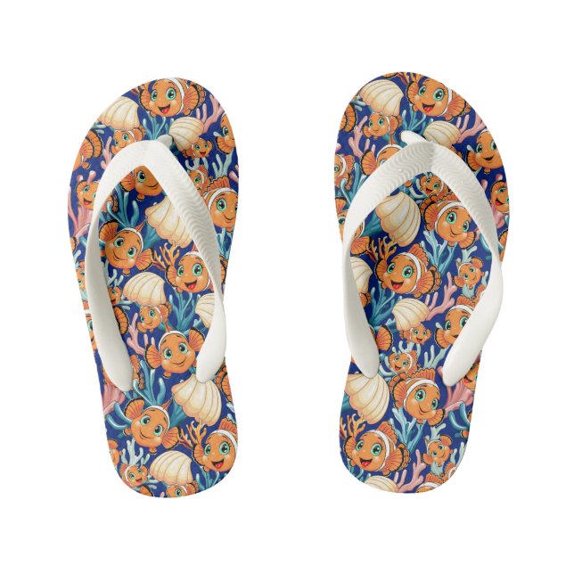 Chinelos Infantis Clown fish Cartoon cute Family Underwater (Pé da cama)