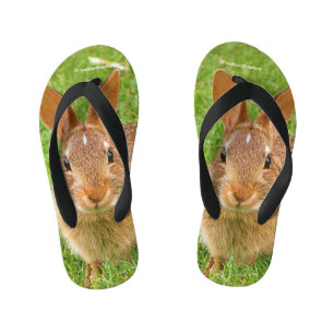 Chinelos Infantis Coelhinho Bonito Mastigando Verdes na Feira de Gol