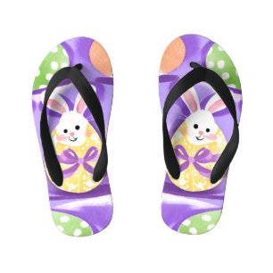 Chinelos Infantis coelho com ovos de Páscoa