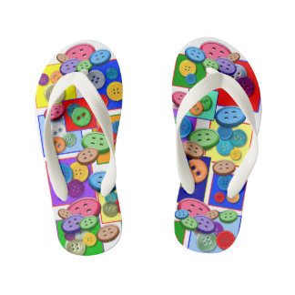 Chinelos Infantis Colagem de Botões Turva