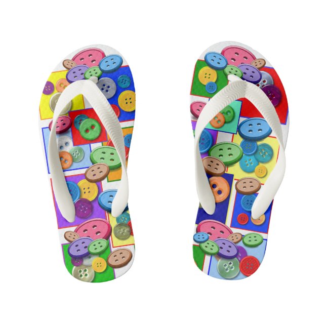 Chinelos Infantis Colagem de Botões Turva (Pé da cama)
