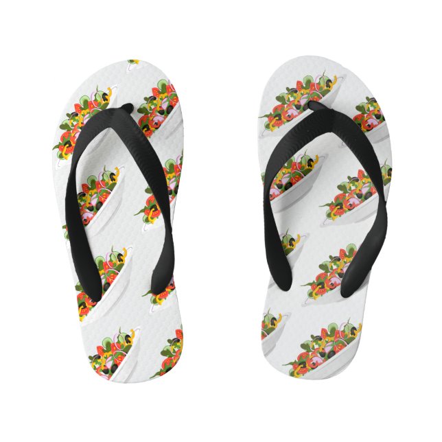 Chinelos Infantis Coma mais plantas com cartazes de motivação de sal (Pé da cama)