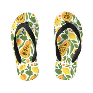 Chinelos Infantis Conjunto de Frutas exóticas: Papaya, Lemon, Mango