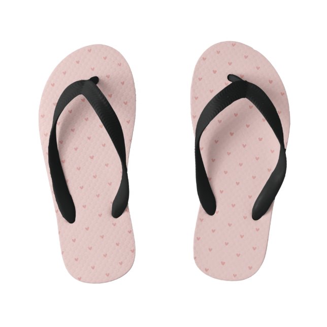 Chinelos Infantis Corações Cor-de-Rosa Pastel Adoráveis (Pé da cama)