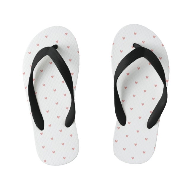 Chinelos Infantis Corações Rosa Pastel Fofos (Pé da cama)