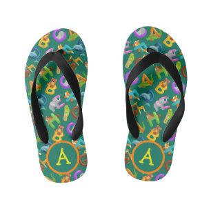 Chinelos Infantis Crianças Monogramas Animais Alphabet