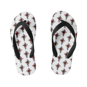 Chinelos Infantis Cruz de Prata com Rosa vermelha