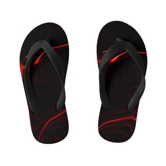 Chinelos Infantis Curvas vermelhas ou ondulações no fundo vermelho m (Pé da cama)