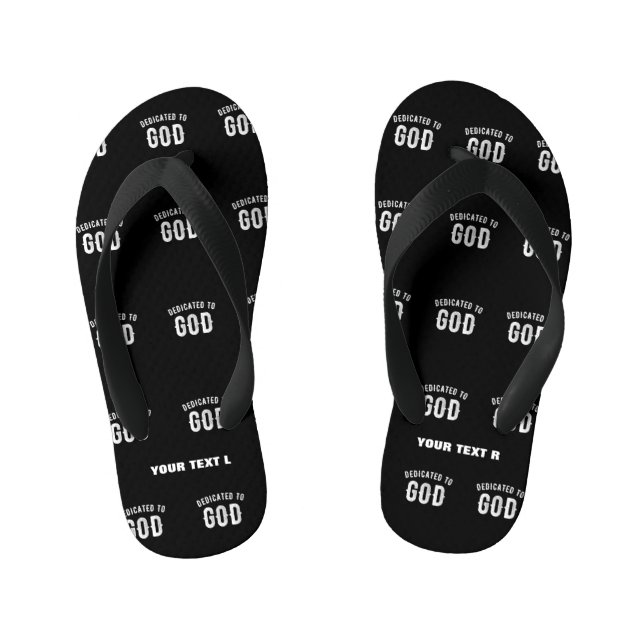 CHINELOS INFANTIS DEDICADO A DEUS TEXTO BRANCO RESFRIADO PERSONALIZÁ (Pé da cama)